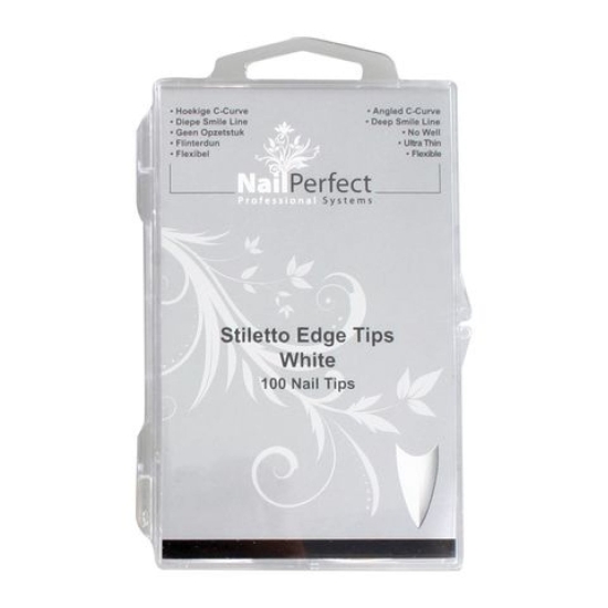 Nail Perfect Stiletto Edge Tips White 100 sztuk